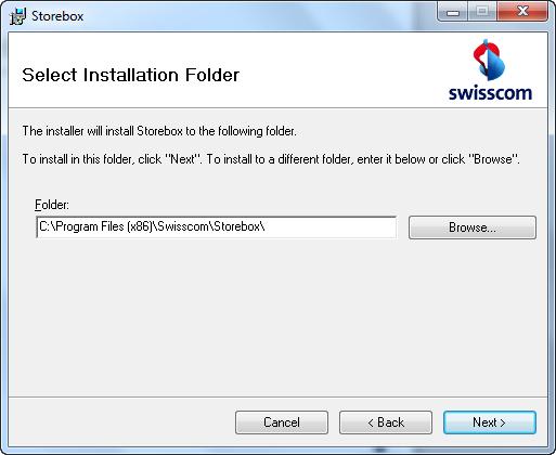 Installing the Storebox Client(4/9) 38 Here you can select the folder in which the