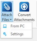 You have the following options here: 3 Always save attachments in Storebox (4) Save attachments that are larger than a certain size in Storebox (5). Never save attachments in Storebox (6).