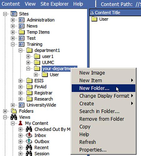Managing Folders Web Admin 31 3 Create your new