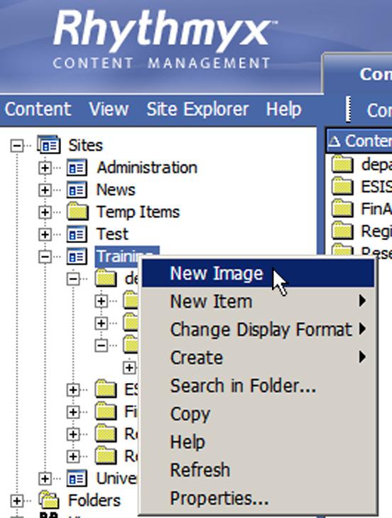 Right-click on folders in the Navigation Pane or items in the Display Pane to display