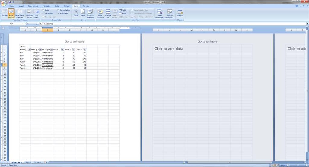 Excel 2007 Page Layouts
