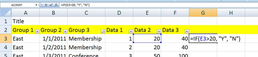 Excel 2007 Logical Formulas IF Notice we had to use quotations to determine