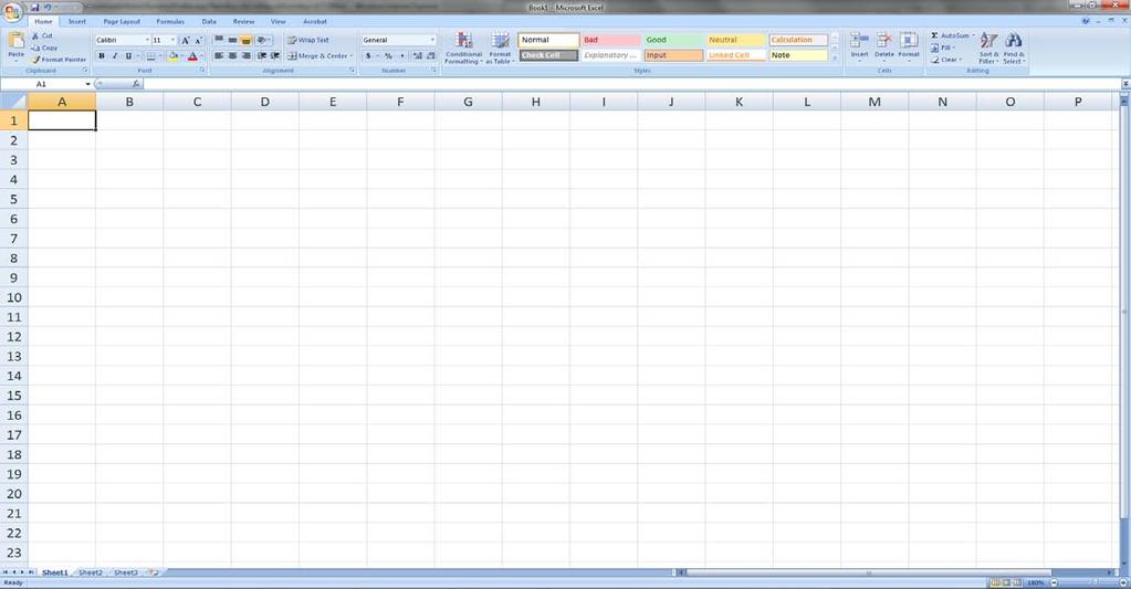 Excel 2007 Default Workbook