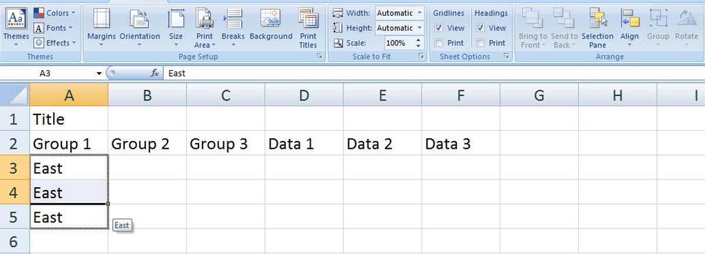 Excel 2007 Entering Data The miniature box in the bottom right
