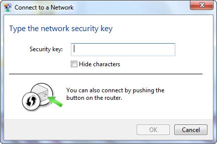 Section 3 - Configuration 5. Enter the same security key or passphrase that is on your router and click Connect. You can also connect by pushing the WPS button on the router.
