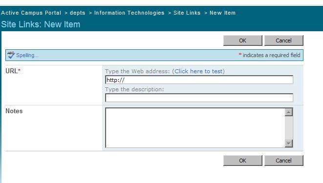 Click on Add new link (on right side of screen). 2. On the Links: New Item page, key in requested information.