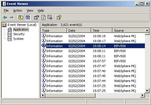 2. Verify that the Configuration Manager has started successfully and become available for use by checking for BIPv500 messages in the Windows Event Viewer.