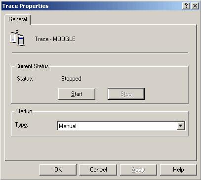 To switch on trace for WebSphere MQ: 1. Start the WebSphere MQ Services program. 2. Right-click the Trace icon under WebSphere MQ Services and select Trace Properties from the context menu. 3.