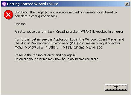 If the Getting Started Wizard fails, the message shown in Figure 6-38 is displayed.