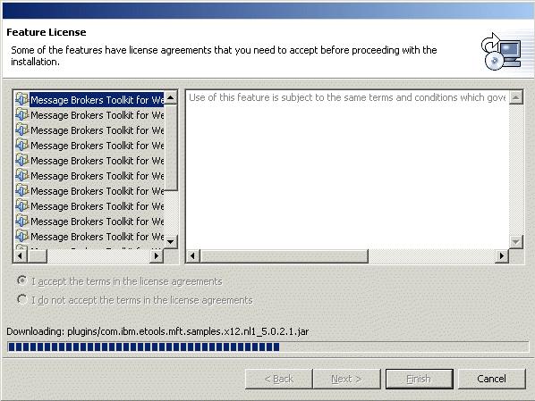 6. The installation continues (Figure B-5). A warning is displayed for each feature that you install.