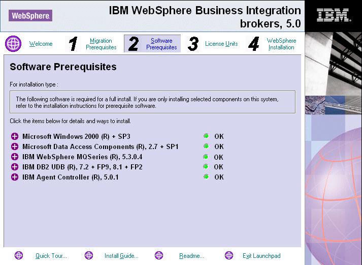 Figure 3-4 Software Prerequisites page showing successful installation of all prerequisite software Installing Microsoft Windows 2000 service packs If your computer is running Microsoft Windows 2000,