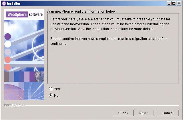 3. Confirm that you have completed all of the required migration tasks (Figure 3-10): To continue with the installation, click Yes, then click Next.