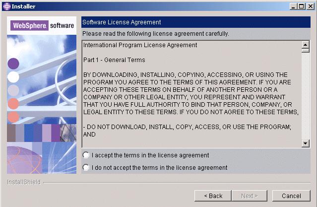 4. Read the Software License Agreement (Figure 3-11) and click one of the options to signal your acceptance or rejection of the agreement.