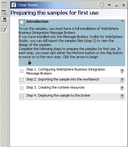 Figure 3-31 shows the cheat sheet in the Message Brokers Toolkit.