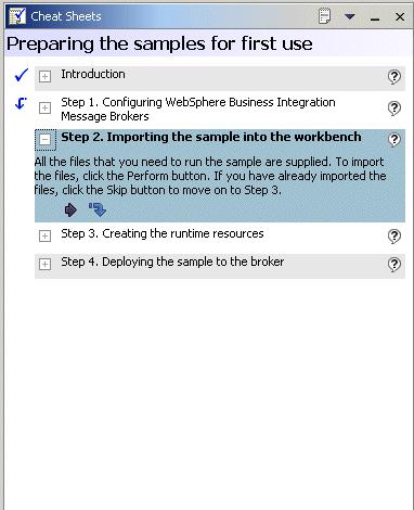 Importing the Getting Started samples files The Getting Started samples are supplied in plug-ins in the Message Brokers Toolkit.