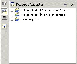 Minimize the cheat sheet, then view the contents of the Resource Navigator view (in the top-left corner of the Message Brokers Toolkit,