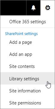 If you don't see Settings, choose the Library or List tab to open the ribbon, and then click Library Settings or List Settings on the ribbon. 3.