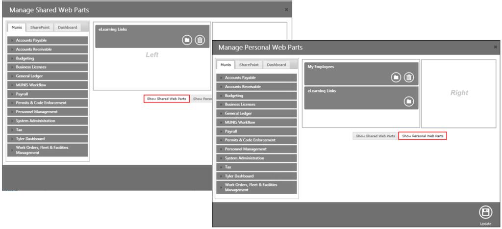 and shared within your organization). Shared web parts are web parts that display for all users.