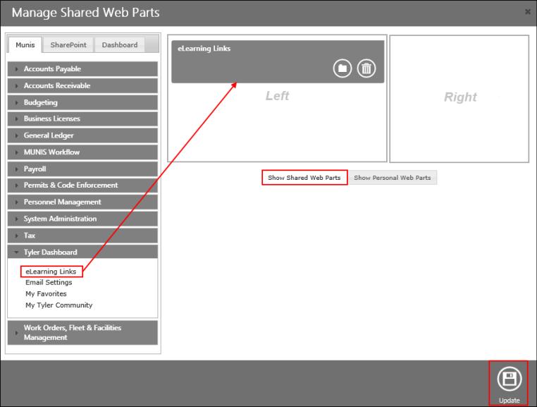Only system administrators can manage shared web parts. To add shared web parts: 1.