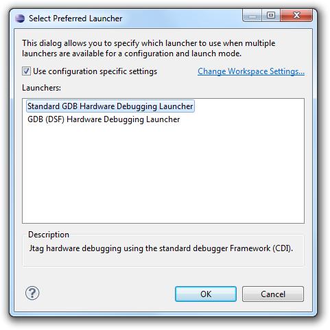 Choose Standard GDB Hardware Debugging Launcher as the preferred