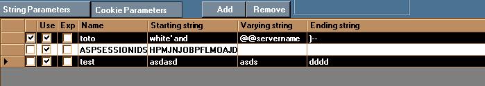 Modify string or cookie parameter 1. First, select the type of parameter you want to add by clicking on String Parameters or Cookie Parameters 2.