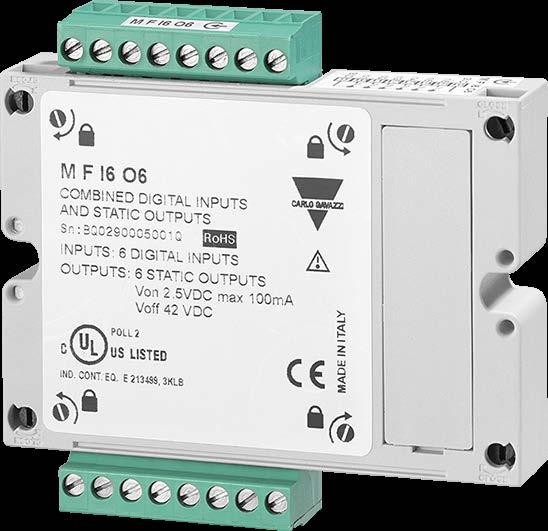 Digital input and output modules Main features Up to six digital outputs (static or relay) Three possible functions for each output From two to six functions possible for each input, according to the