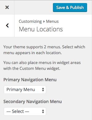 Use the drop downs to select a navigation menu to display