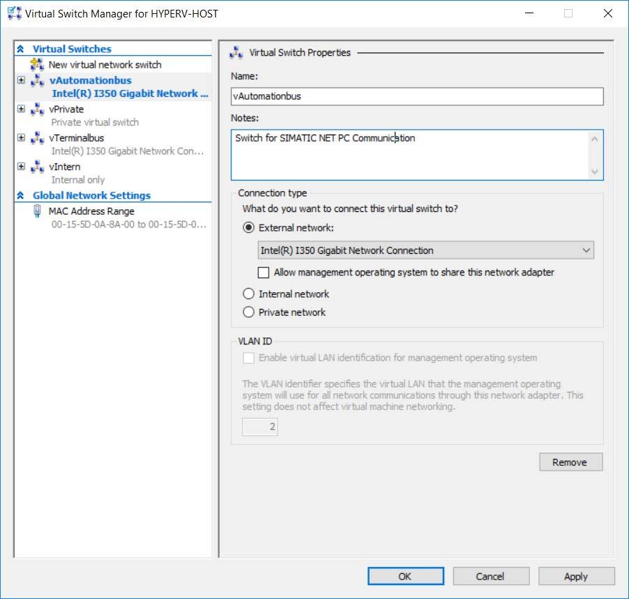 Configuration of Hyper-V and virtual machines for use of SIMATIC NET 6.