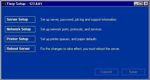 SETTING UP THE FIERY EXP6000/EXP5000 FROM A WINDOWS COMPUTER 26 TO ACCESS SETUP FROM COMMAND WORKSTATION 1 Start Command WorkStation. 2 Log on as Administrator with the appropriate password.