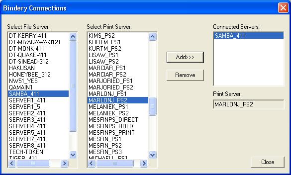 SETTING UP THE FIERY EXP6000/EXP5000 FROM A WINDOWS COMPUTER 38 To add, remove, or change bindery connections, click Modify and specify settings in the Bindery Connections dialog box, as described in