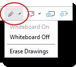 To clear the streamed image from drawings, click Erase Drawings. Whiteboard functionality is not supported on iphone 4 devices.