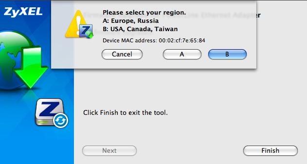 Chapter 6 The OS X Configuration Utility 5 Select the region where your Powerline network is located in the following