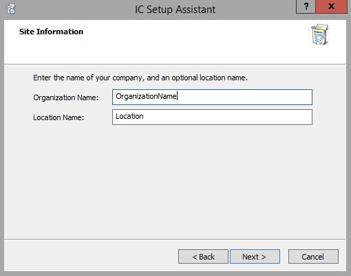 194 Run IC Setup Assistant Site information Enter site information that Interaction Tracker and other CIC components require.