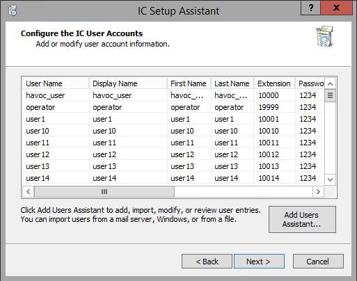 Chapter 12: IC Setup Assistant 221 I don't want to create users now. I'll do it in Interaction Administrator after IC Setup Assistant completes.
