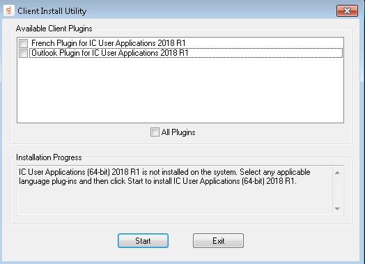 284 IC User Applications (32-bit and 64-bit) Setup.exe with plugins selected Available Plugins Select the plugins to install or select All Plugins to install all listed plugins.