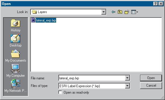 6. Navigate to the Layers folder, click lateral_exp.lxp, and click Open.