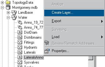 Creating the Lateral Diameter layer 1. Right-click the LateralsAnno feature class and click Create Layer.