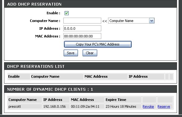 Section 3 - Configuration DHCP Reservation If you want a computer or device to always have the same IP address assigned, you can create a DHCP reservation.