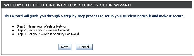 Section 4 - Security Wireless Security Setup Wizard To run the security wizard, click on