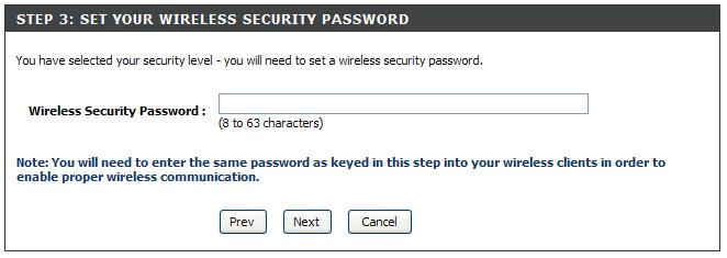 Select the level of security for your wireless network: Best - WPA2 Authentication Better - WPA Authentication Good - WEP