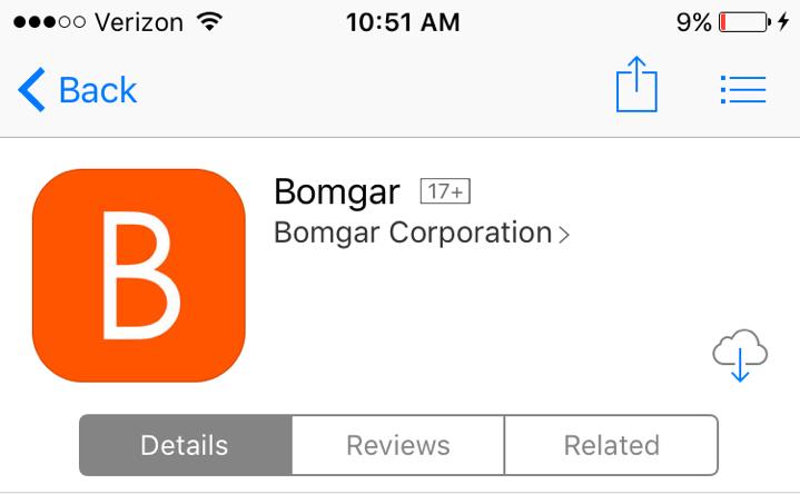 Download the ios Customer Client App to Receive Support The Bomgar customer client for iphone, ipad, and ipod touch is available for free download from the Apple App Store.