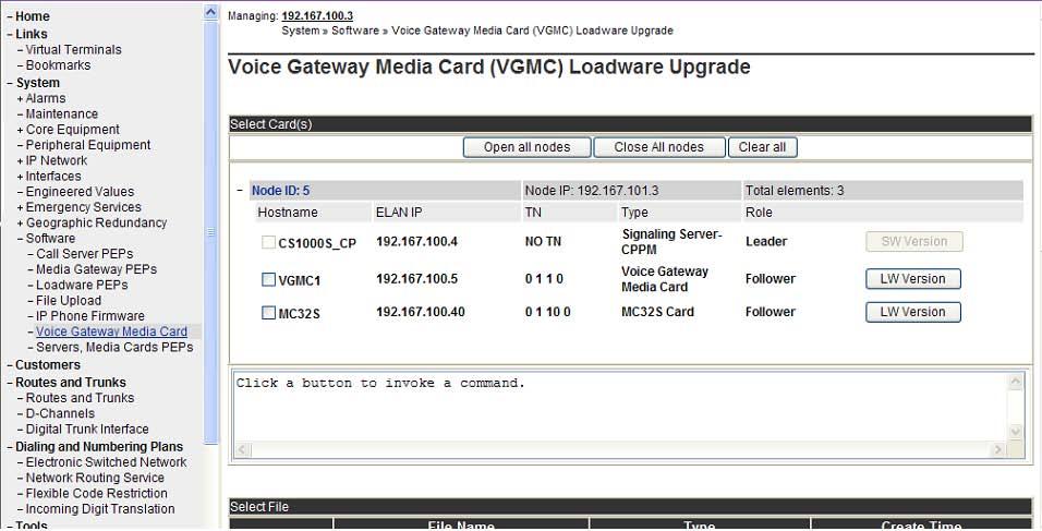 Upgrading Voice Gateway Media Cards Page 172 of 219 3 Expand a node and select a card in the node. See Figure 16.