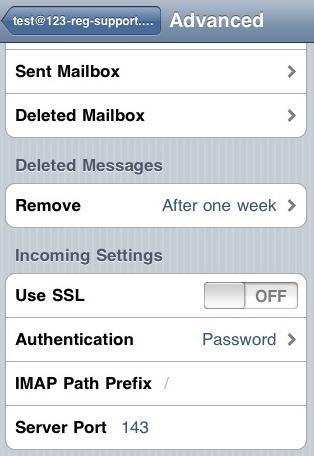 6. Setting up email on mobile devices Setting up email on an iphone Enter the information below into the relevant areas: Incoming Mail Server Host Name: If you selected POP in step 10: pop.123-reg.co.uk If you selected IMAP in step 10: imap.