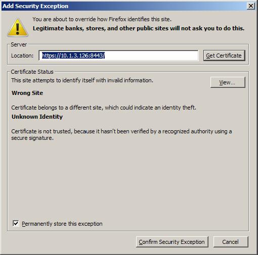 Configuring the Nasuni Filer SSL Security Certificate 3. Click Add Exception. The Add Security Exception dialog box appears. Figure 1-3: Add Security Exception dialog box. 4.