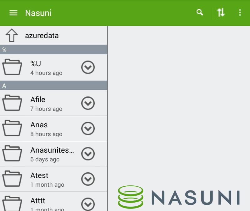 Accessing Volumes Nasuni Mobile Access Folder-Level Tasks Opening a CIFS share or folder To open a CIFS share or folder, tap the name of that CIFS share or folder. The contents appear as a list.