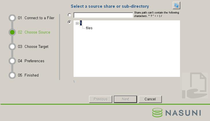 Accessing Volumes Nasuni Desktop Client Figure 2-44: 02 Choose Source page.