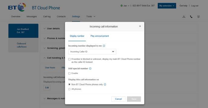 19 5. Settings Use the Advanced tab to create Custom answering rules, a powerful feature that lets you set up rules for your incoming calls based on the time of day, date range, incoming caller ID