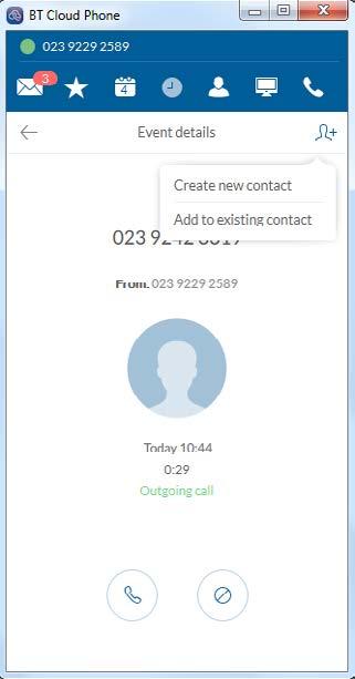Click on the i symbol to view the contact information, then use it to make a call, create a new contact, add the number to an