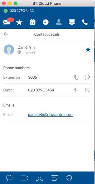 Use the Search box to find specific contacts by name, number or extension.