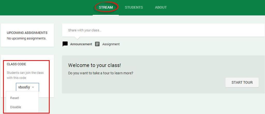 11 Students Tab 1. From the Students Tab, Click on the arrow button located by the Class Code. 2. Choose Reset to obtain a new Class Code.